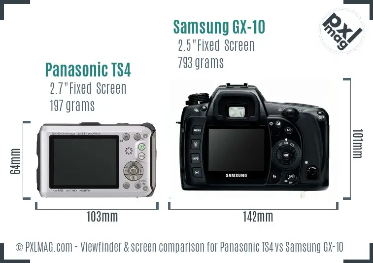 Panasonic TS4 vs Samsung GX-10 Screen and Viewfinder comparison
