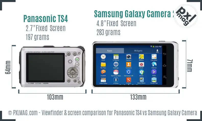 Panasonic TS4 vs Samsung Galaxy Camera 2 Screen and Viewfinder comparison