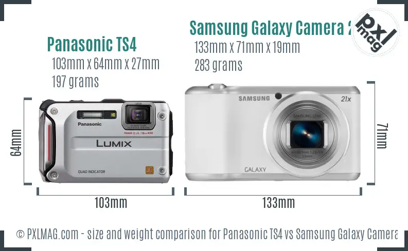 Panasonic TS4 vs Samsung Galaxy Camera 2 size comparison