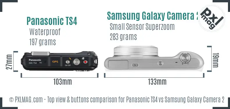 Panasonic TS4 vs Samsung Galaxy Camera 2 top view buttons comparison