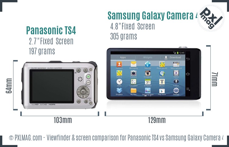 Panasonic TS4 vs Samsung Galaxy Camera 4G Screen and Viewfinder comparison