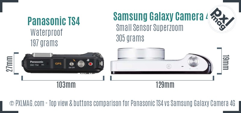 Panasonic TS4 vs Samsung Galaxy Camera 4G top view buttons comparison