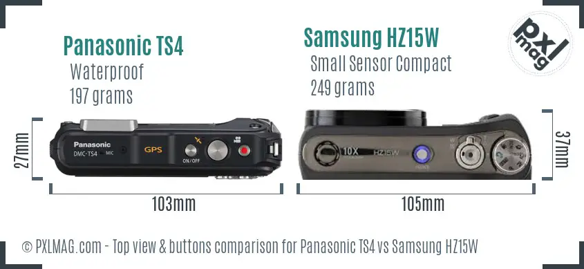 Panasonic TS4 vs Samsung HZ15W top view buttons comparison
