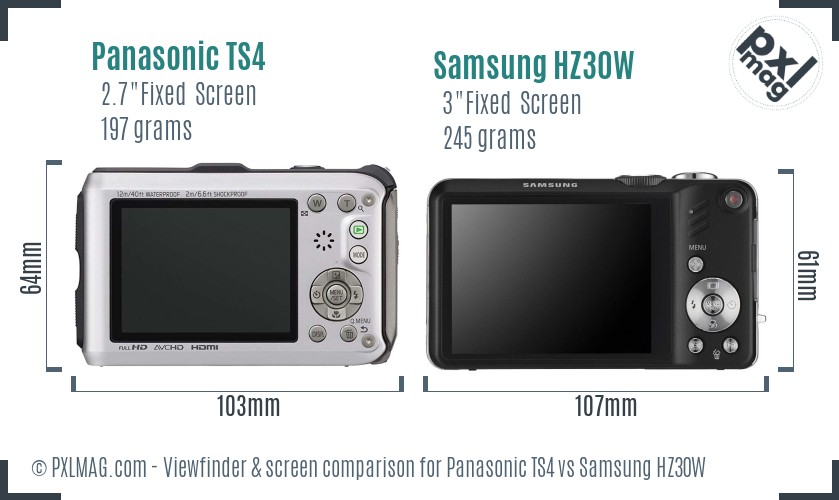 Panasonic TS4 vs Samsung HZ30W Screen and Viewfinder comparison