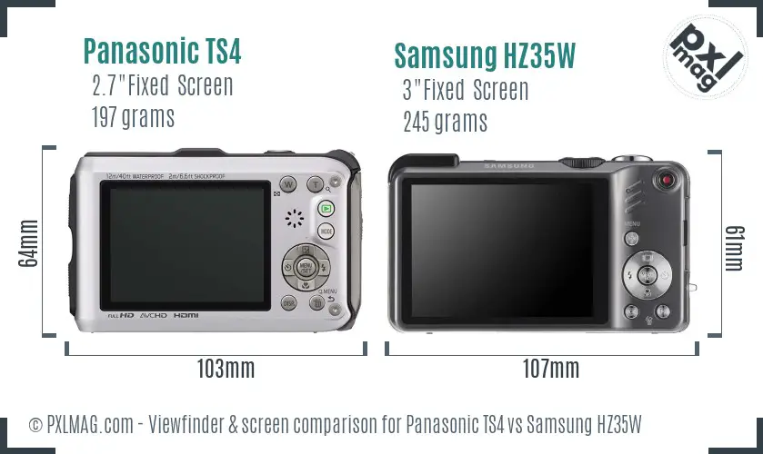 Panasonic TS4 vs Samsung HZ35W Screen and Viewfinder comparison Panasonic TS4 vs Samsung HZ35W Screen and Viewfinder comparison