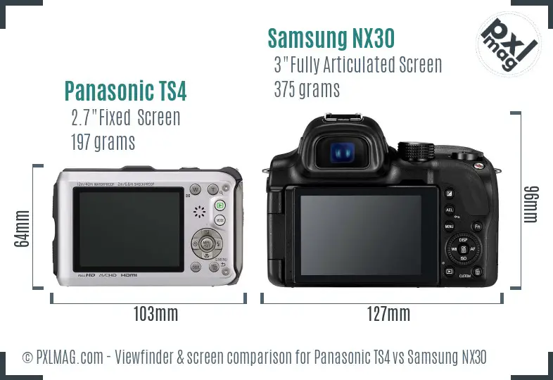 Panasonic TS4 vs Samsung NX30 Screen and Viewfinder comparison