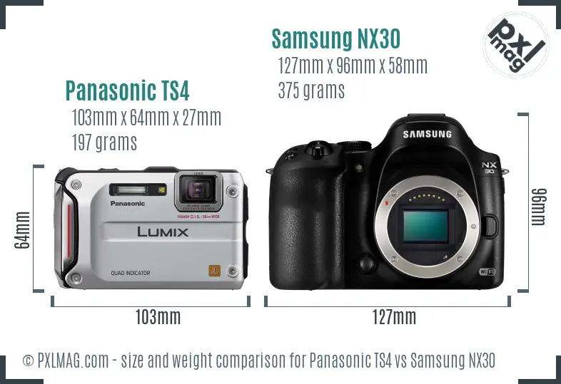 Panasonic TS4 vs Samsung NX30 size comparison Panasonic TS4 vs Samsung NX30 size comparison