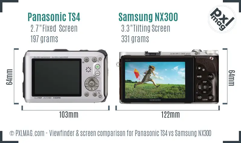 Panasonic TS4 vs Samsung NX300 Screen and Viewfinder comparison