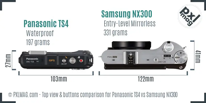 Panasonic TS4 vs Samsung NX300 top view buttons comparison