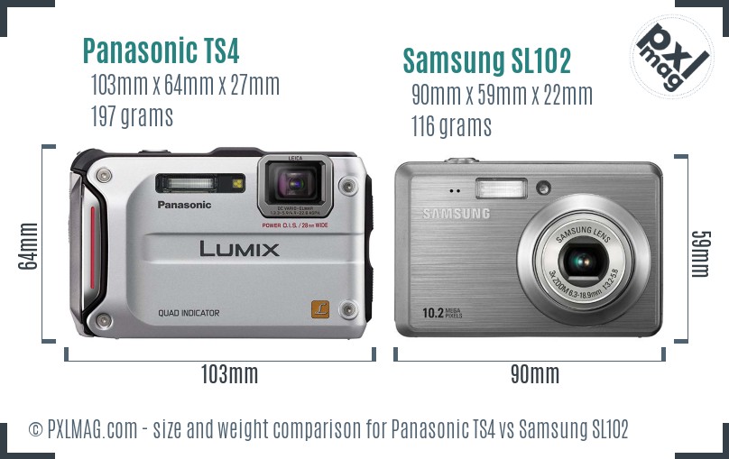 Panasonic TS4 vs Samsung SL102 size comparison Panasonic TS4 vs Samsung SL102 size comparison