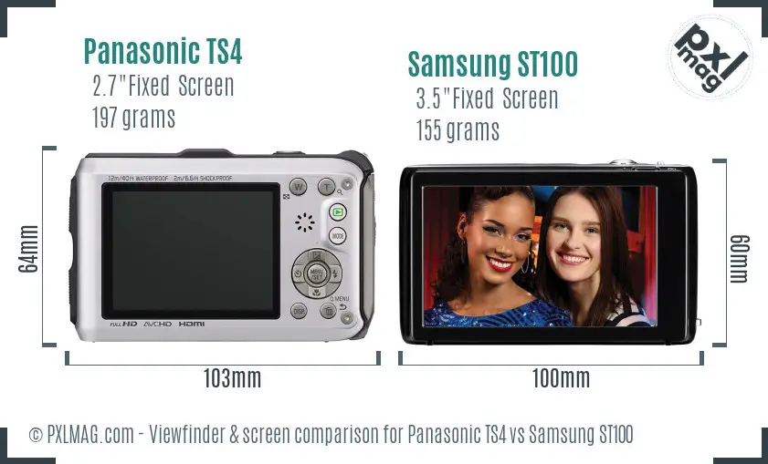 Panasonic TS4 vs Samsung ST100 Screen and Viewfinder comparison