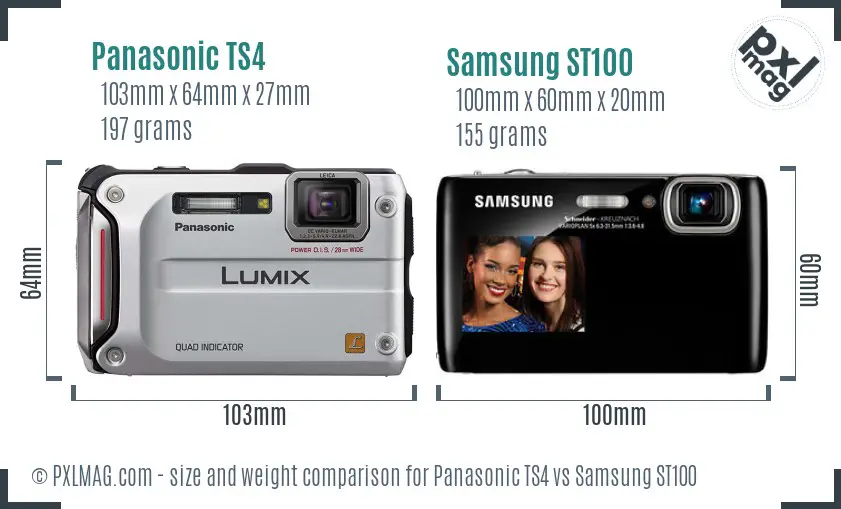 Panasonic TS4 vs Samsung ST100 size comparison