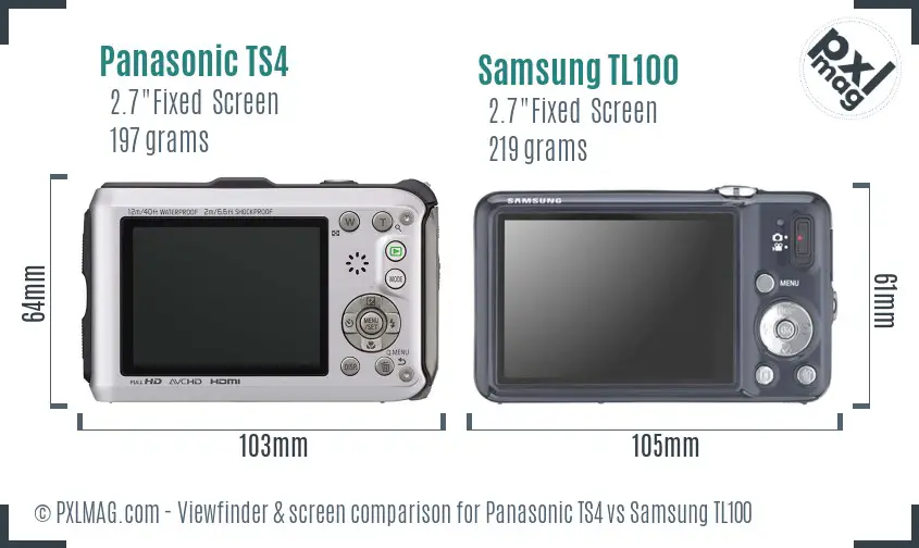 Panasonic TS4 vs Samsung TL100 Screen and Viewfinder comparison