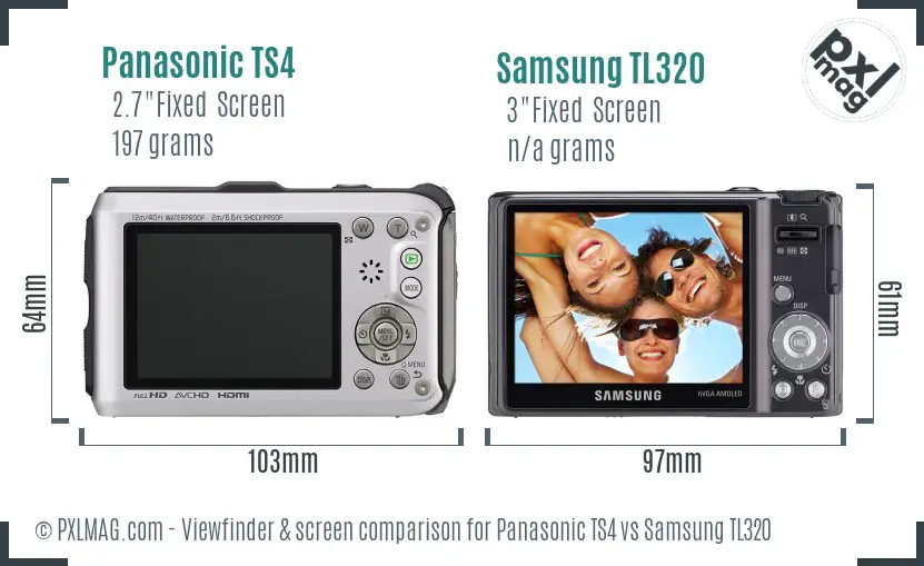 Panasonic TS4 vs Samsung TL320 Screen and Viewfinder comparison