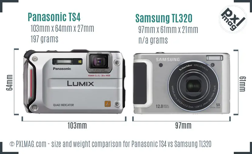 Panasonic TS4 vs Samsung TL320 size comparison