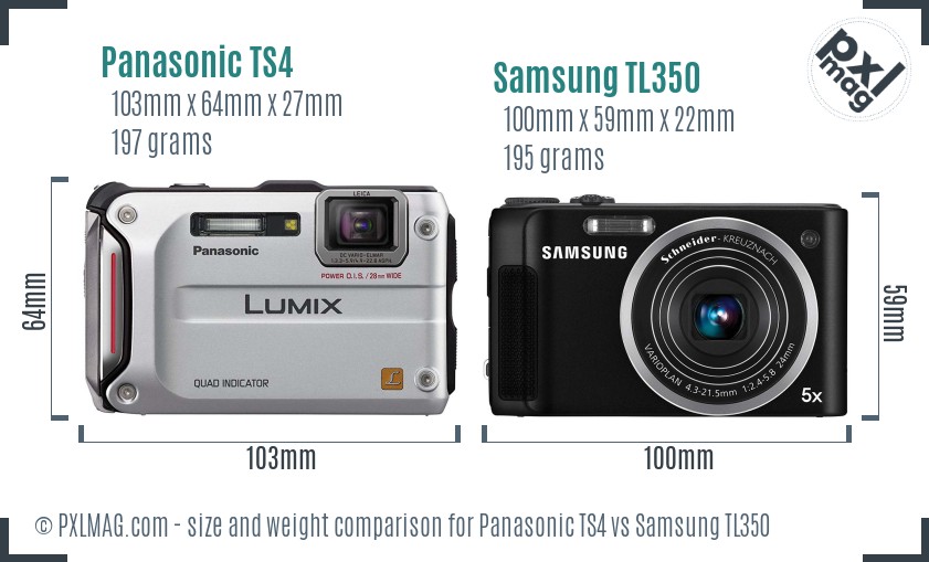 Panasonic TS4 vs Samsung TL350 size comparison Panasonic TS4 vs Samsung TL350 size comparison