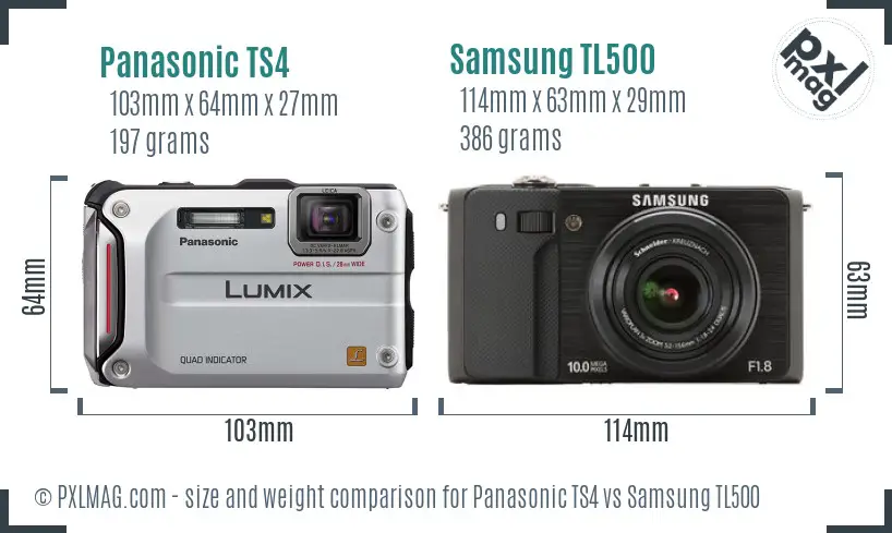 Panasonic TS4 vs Samsung TL500 size comparison Panasonic TS4 vs Samsung TL500 size comparison