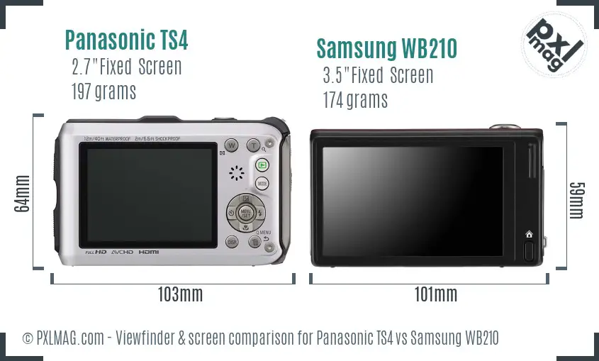 Panasonic TS4 vs Samsung WB210 Screen and Viewfinder comparison
