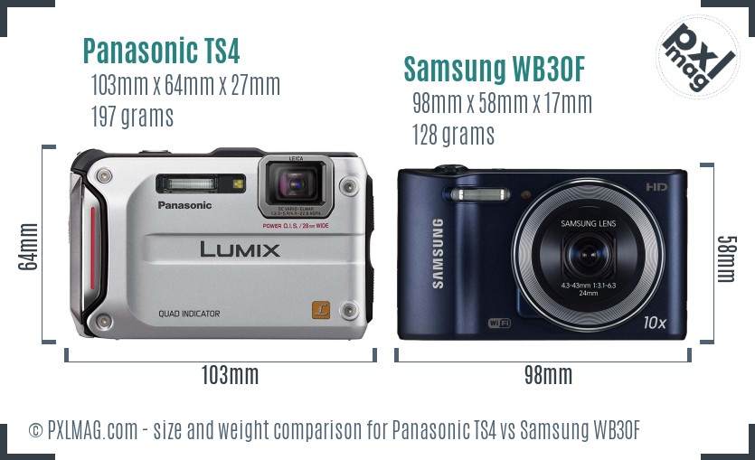 Panasonic TS4 vs Samsung WB30F size comparison Panasonic TS4 vs Samsung WB30F size comparison