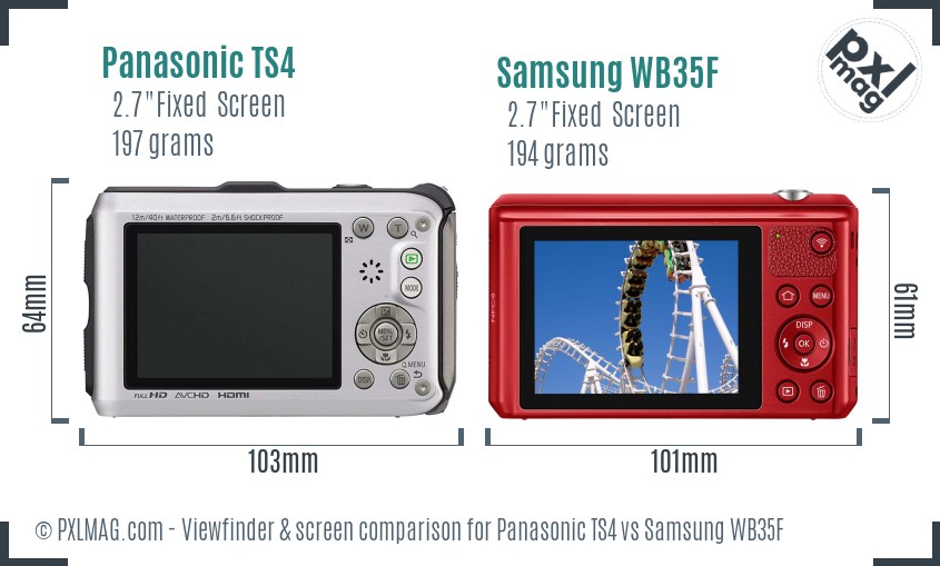 Panasonic TS4 vs Samsung WB35F Screen and Viewfinder comparison