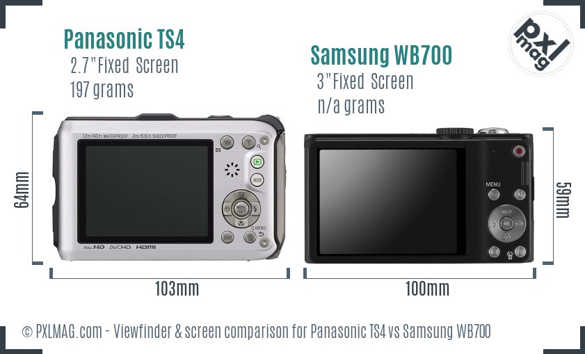 Panasonic TS4 vs Samsung WB700 Screen and Viewfinder comparison