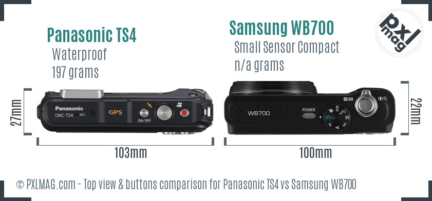Panasonic TS4 vs Samsung WB700 top view buttons comparison