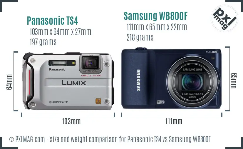 Panasonic TS4 vs Samsung WB800F size comparison Panasonic TS4 vs Samsung WB800F size comparison