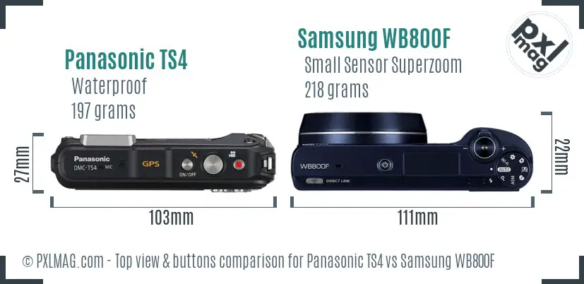 Panasonic TS4 vs Samsung WB800F top view buttons comparison
