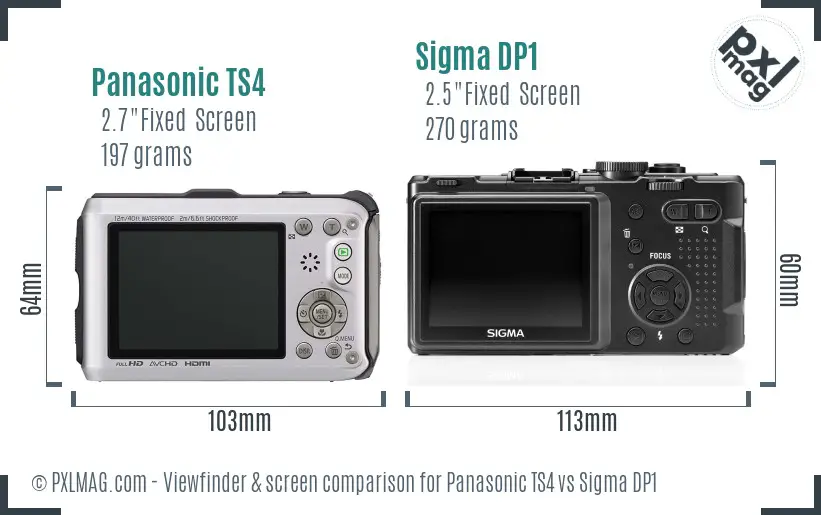 Panasonic TS4 vs Sigma DP1 Screen and Viewfinder comparison