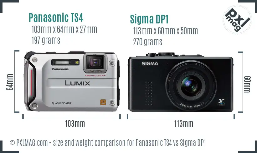 Panasonic TS4 vs Sigma DP1 size comparison