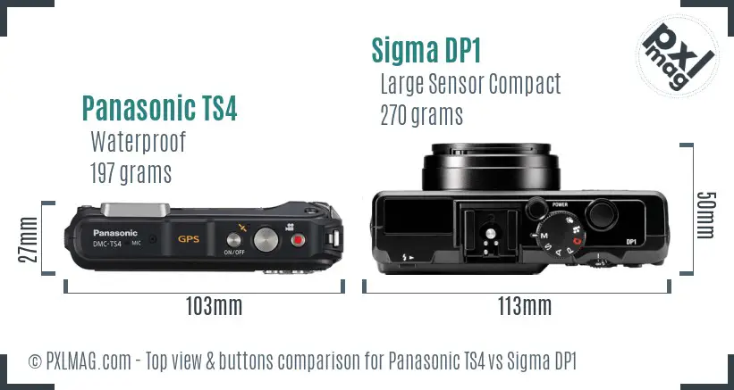 Panasonic TS4 vs Sigma DP1 top view buttons comparison