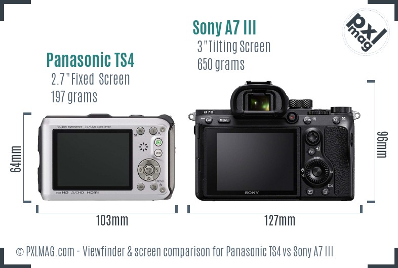 Panasonic TS4 vs Sony A7 III Screen and Viewfinder comparison