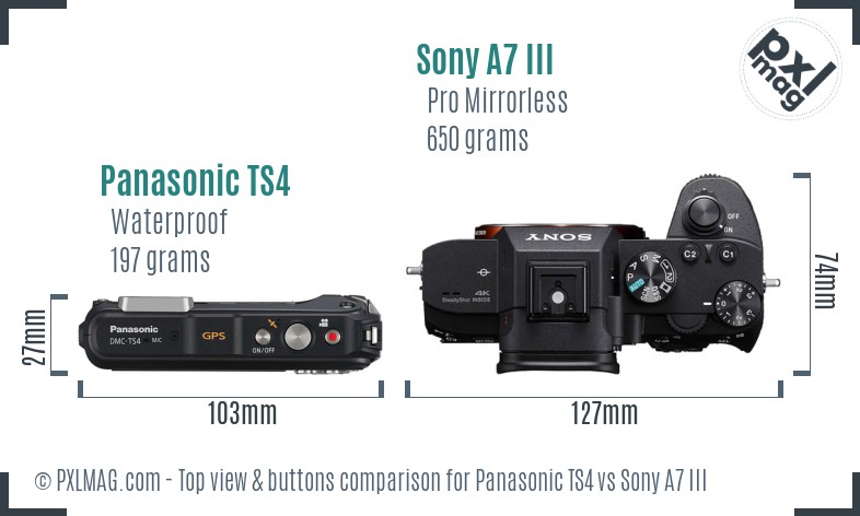 Panasonic TS4 vs Sony A7 III top view buttons comparison