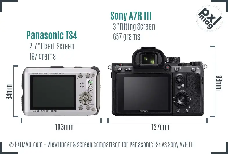 Panasonic TS4 vs Sony A7R III Screen and Viewfinder comparison