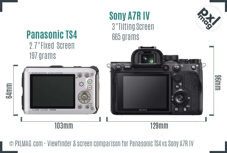 Panasonic TS4 vs Sony A7R IV Screen and Viewfinder comparison