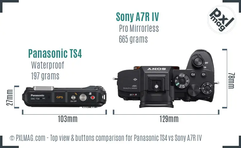 Panasonic TS4 vs Sony A7R IV top view buttons comparison