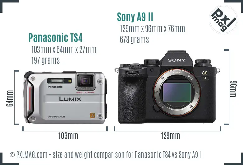 Panasonic TS4 vs Sony A9 II size comparison Panasonic TS4 vs Sony A9 II size comparison