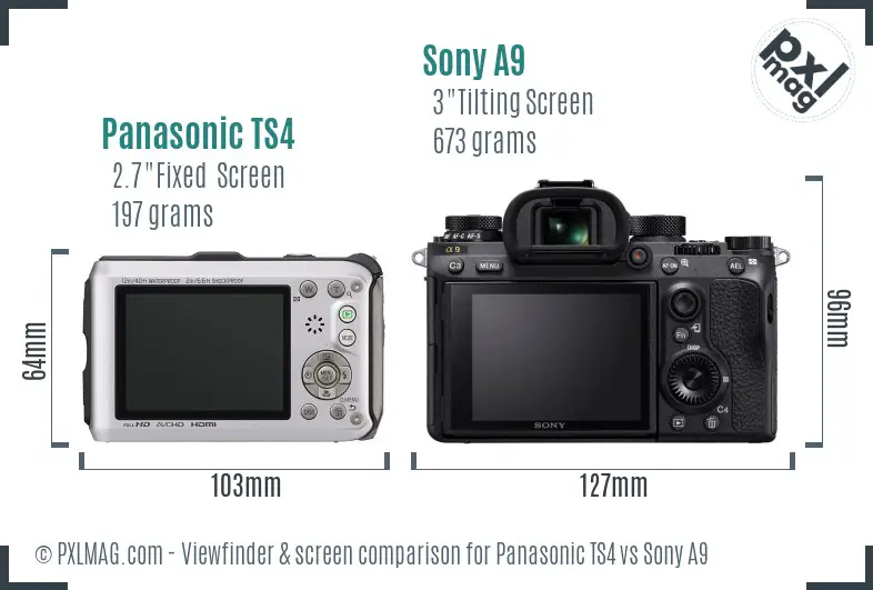Panasonic TS4 vs Sony A9 Screen and Viewfinder comparison