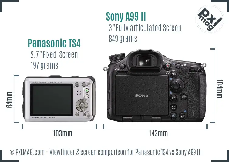 Panasonic TS4 vs Sony A99 II Screen and Viewfinder comparison