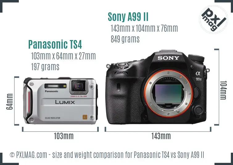 Panasonic TS4 vs Sony A99 II size comparison