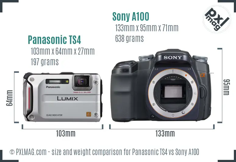 Panasonic TS4 vs Sony A100 size comparison