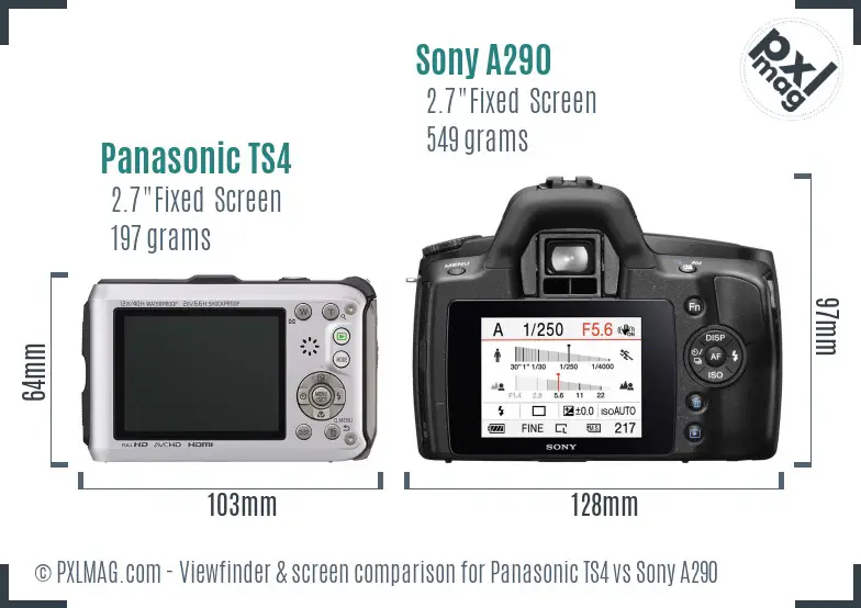 Panasonic TS4 vs Sony A290 Screen and Viewfinder comparison