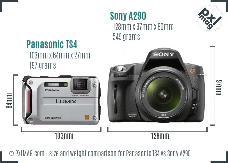 Panasonic TS4 vs Sony A290 size comparison