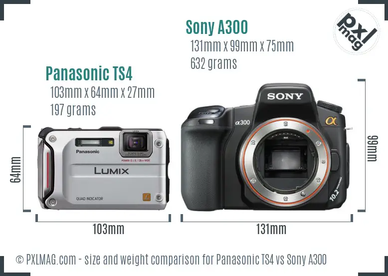 Panasonic TS4 vs Sony A300 size comparison Panasonic TS4 vs Sony A300 size comparison