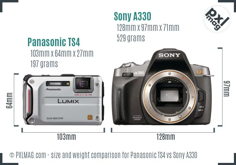 Panasonic TS4 vs Sony A330 size comparison