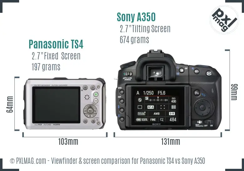 Panasonic TS4 vs Sony A350 Screen and Viewfinder comparison