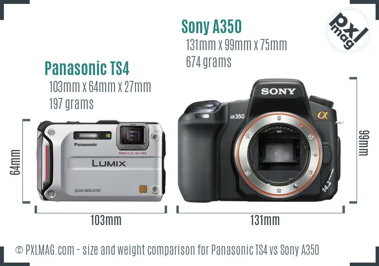 Panasonic TS4 vs Sony A350 size comparison