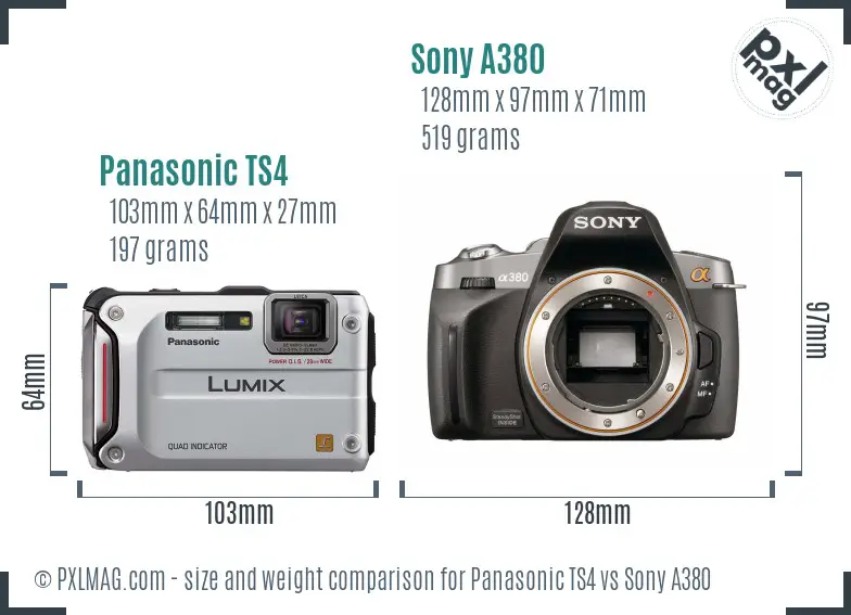 Panasonic TS4 vs Sony A380 size comparison