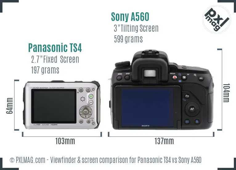 Panasonic TS4 vs Sony A560 Screen and Viewfinder comparison Panasonic TS4 vs Sony A560 Screen and Viewfinder comparison
