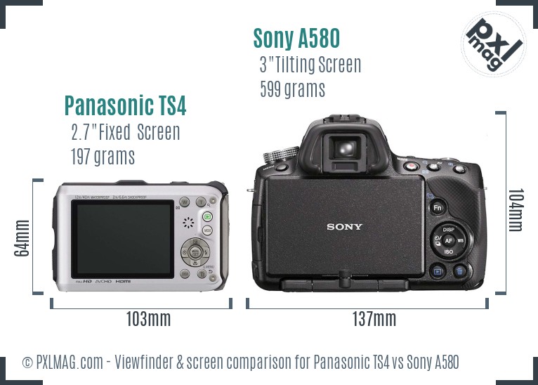 Panasonic TS4 vs Sony A580 Screen and Viewfinder comparison
